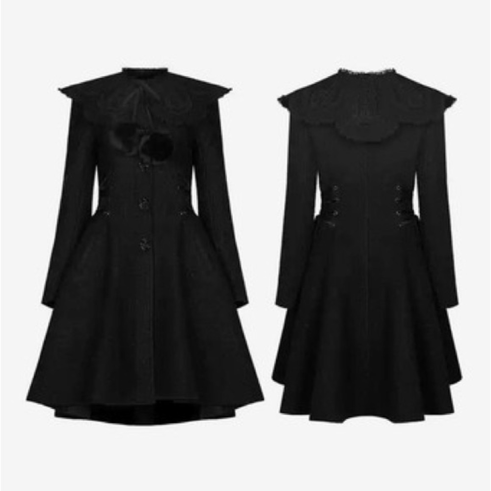 Black Long Sleeve Gothic Women's Coat